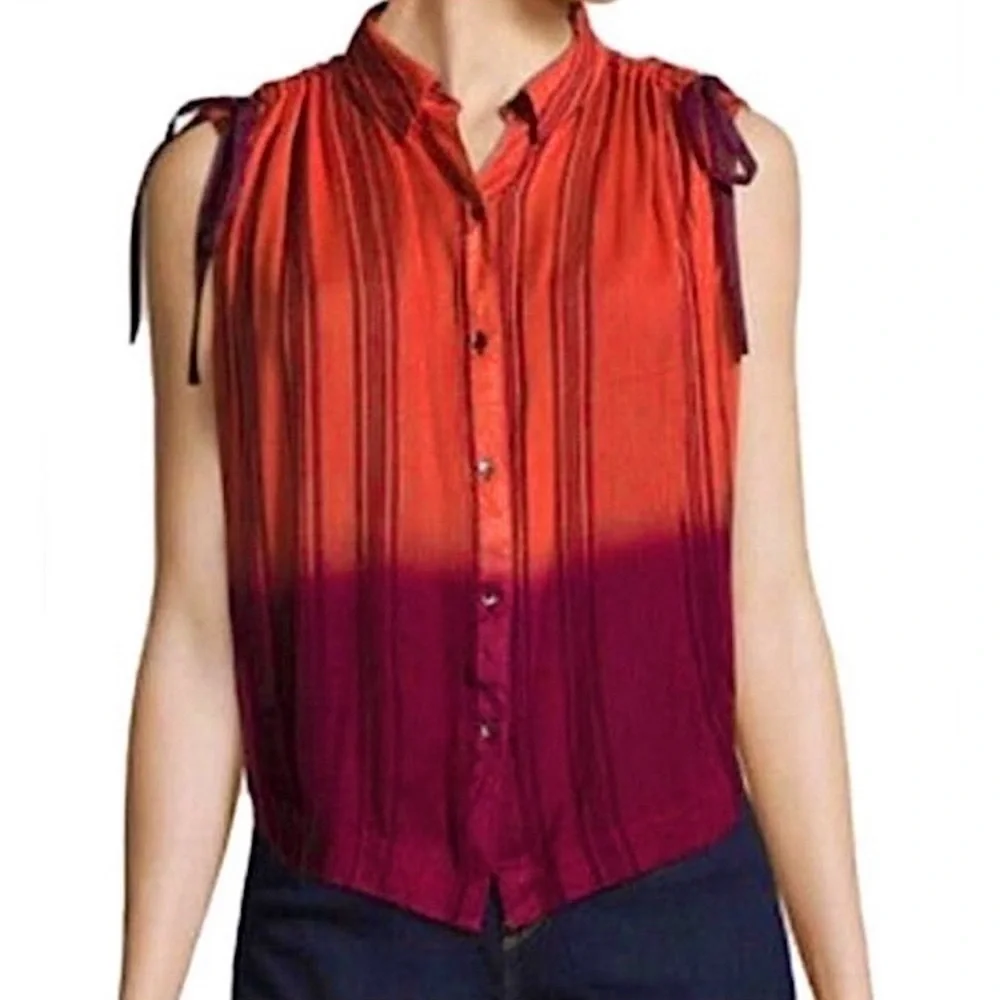 NWT Free People Women’s Baby Blues Ombre Striped Poplin Button Down Shirt - Picture 8 of 9